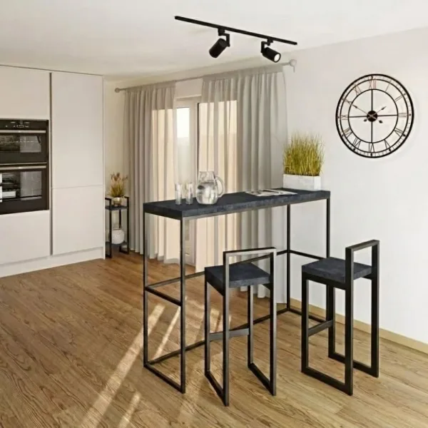 Metalowy Hoker loft z oparciem - Beton czarny