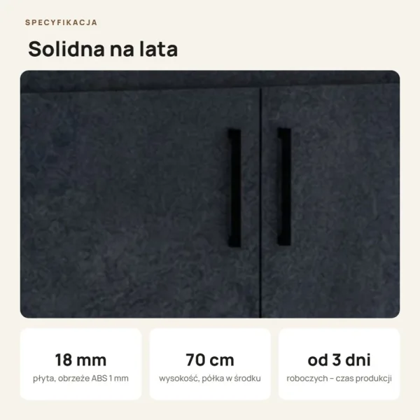 Wisząca łazienkowa szafka pod umywalkę - Beton czarny