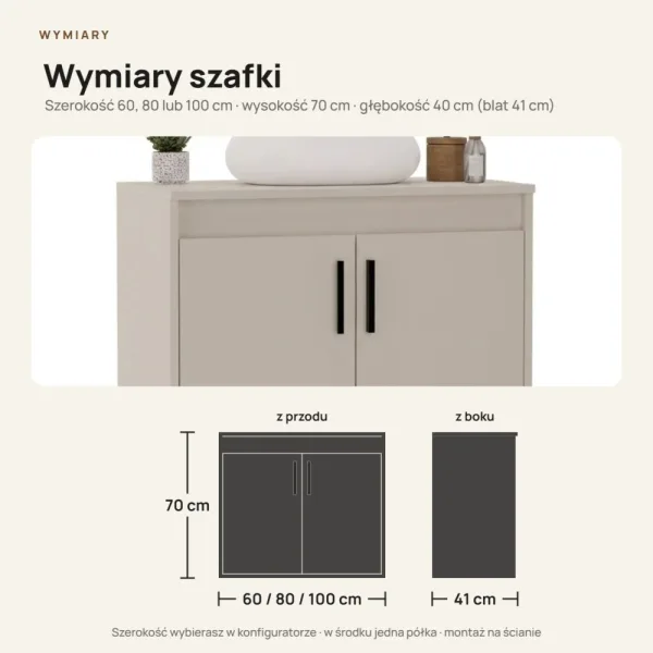 Wisząca łazienkowa szafka pod umywalkę - Kaszmir
