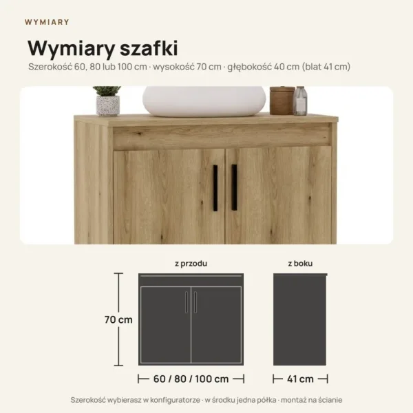 Wisząca łazienkowa szafka pod umywalkę - Evoke