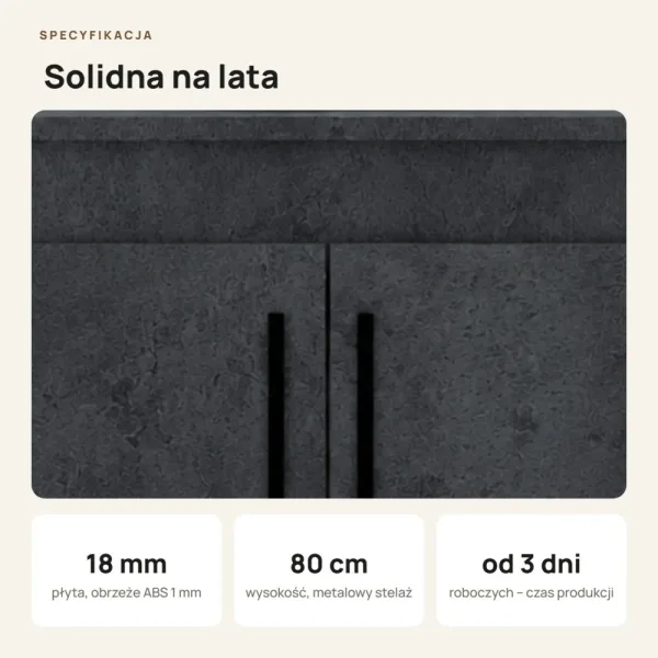 Szafka pod umywalkę - Beton czarny