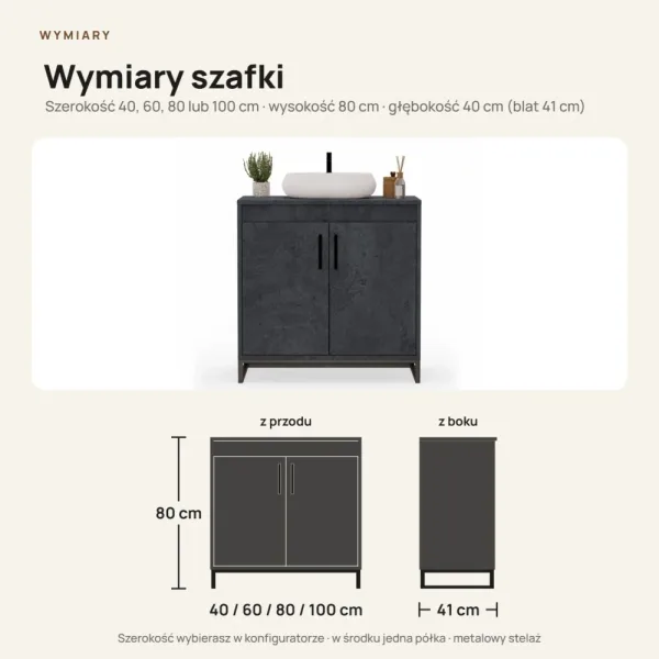 Szafka pod umywalkę - Beton czarny