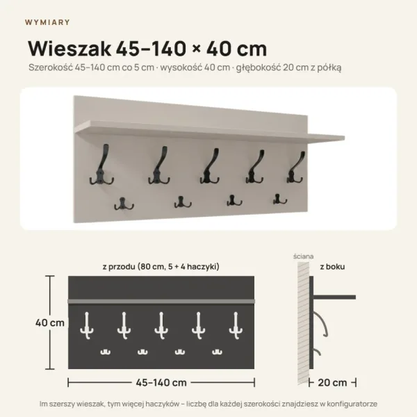 Wieszak ścienny - Kaszmir - Na ubrania