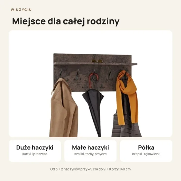 Wieszak ścienny - Beton rdzawy - Na ubrania