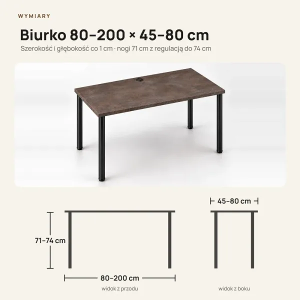 Biurko komputerowe Iron - Beton rdzawy