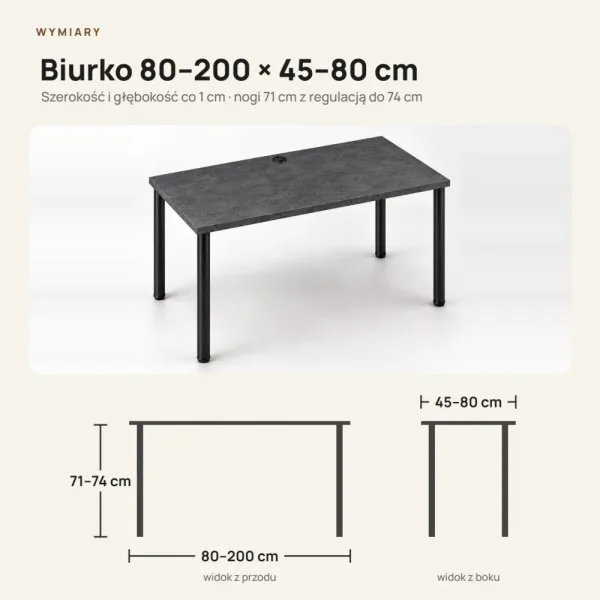 Biurko komputerowe Iron - Beton ciemny