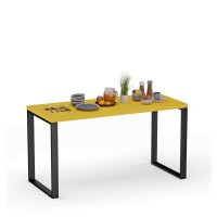 Stół kuchenny z metalowymi nogami - Żółty