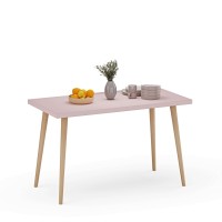 Stół kuchenny z nogami bukowymi - Różowy