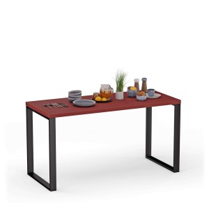 Stół kuchenny z metalowymi nogami - Czerwony