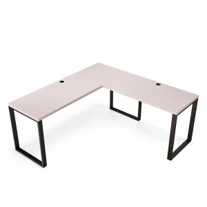 Przestronne biurko narożne loft idealne różowe do pracy zdalnej.webp