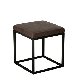 Pufa metalowa  tapicerowana - Orzech ekoskóra