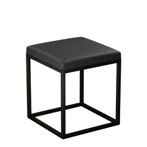 Pufa metalowa  tapicerowana - Czarna ekoskóra