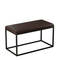 Pufa metalowa tapicerowana prostokątna - Orzech ekoskóra 
