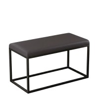 Pufa metalowa tapicerowana prostokątna - Czarna ekoskóra