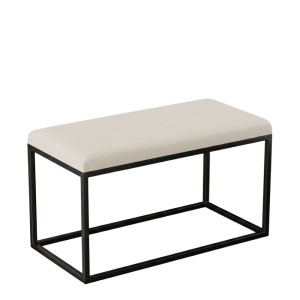 Pufa metalowa tapicerowana prostokątna - Beż ekoskóra 