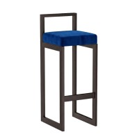 Hoker tapicerowany z oparciem - Granatowy