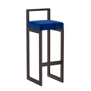 Hoker tapicerowany z oparciem - Granatowy