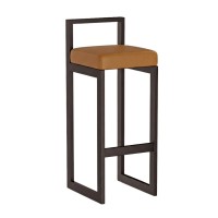 Hoker tapicerowany z oparciem - Karmelowy ekoskóra