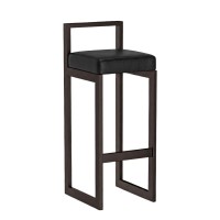 Hoker tapicerowany z oparciem - Czarny ekoskóra  