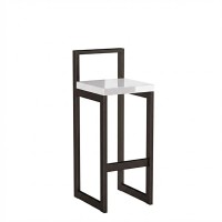 Metalowy Hoker loft z oparciem - Biały z połyskiem