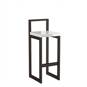 Metalowy Hoker loft z oparciem - Biały z połyskiem