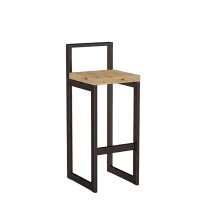 Metalowy Hoker loft z oparciem - Dąb crenoma