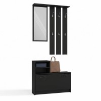 Garderoba szafka do przedpokoju z lustrem - Czarny