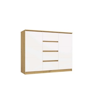 Komoda z 4 szufladami i półkami - Dąb artisan/biała