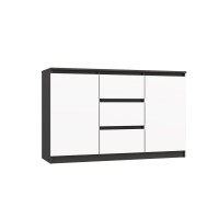 Komoda z 3 szufladami i półkami - Biała/antracyt