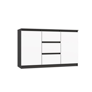 Komoda z 3 szufladami i półkami Biała/Antracyt