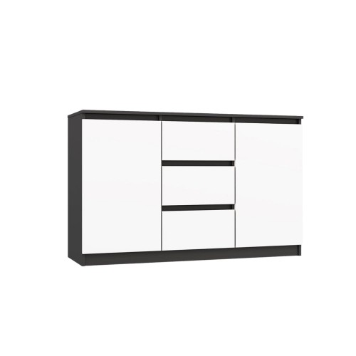 Komoda z 3 szufladami i półkami Biała/Antracyt