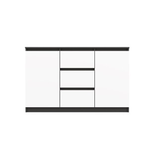 Komoda z 3 szufladami i półkami Biała/Antracyt