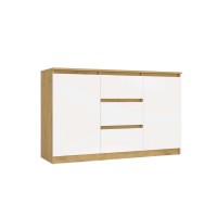 Komoda z 3 szufladami i półkami - Dąb artisan/biała