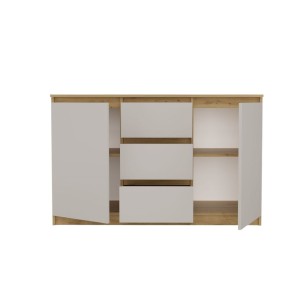 Komoda z 3 szufladami i półkami - Dąb Artisan/Kaszmir/Beż