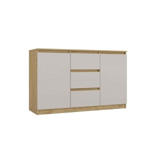 Komoda z 3 szufladami i półkami - Dąb artrisan/kaszmir