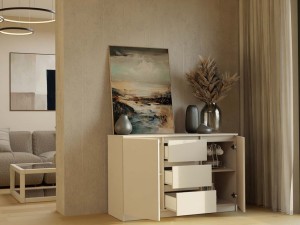 Komoda z 3 szufladami i półkami kaszmir