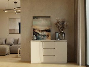 Komoda z 3 szufladami i półkami kaszmir