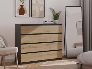 Komoda z 8 szufladami - Dąb Artisan/Antracyt