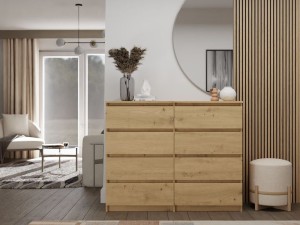 Komoda z 8 szufladami - Dąb Artisan