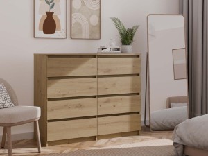 Komoda z 8 szufladami - Dąb Artisan