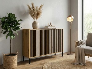 Komoda z frontem ryflowanym Rosa - Dąb Artisan