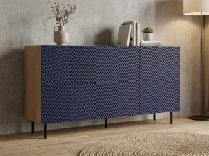 Komoda z frontem ryflowanym Dalia granatowa