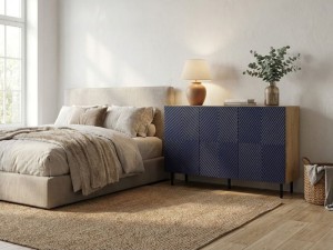 Komoda z frontem ryflowanym Dalia granatowa