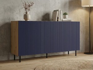Komoda z frontem ryflowanym Dalia granat