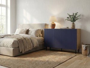 Komoda z frontem ryflowanym Dalia granat