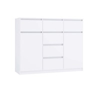 Komoda z 6 szufladami i szafkami - Biała