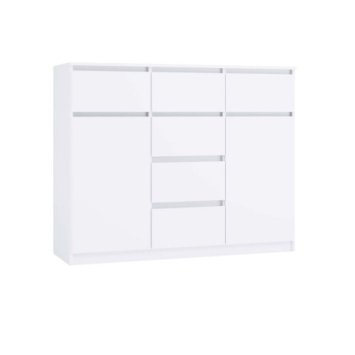 Komoda z 6 szufladami i szafkami - Biała