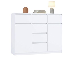 Komoda z 6 szufladami i szafkami - Biała