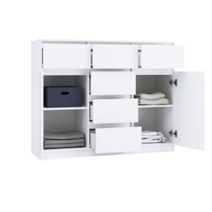 Komoda z 6 szufladami i szafkami - Biała