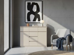 Komoda z 6 szufladami i szafkami kaszmirowa